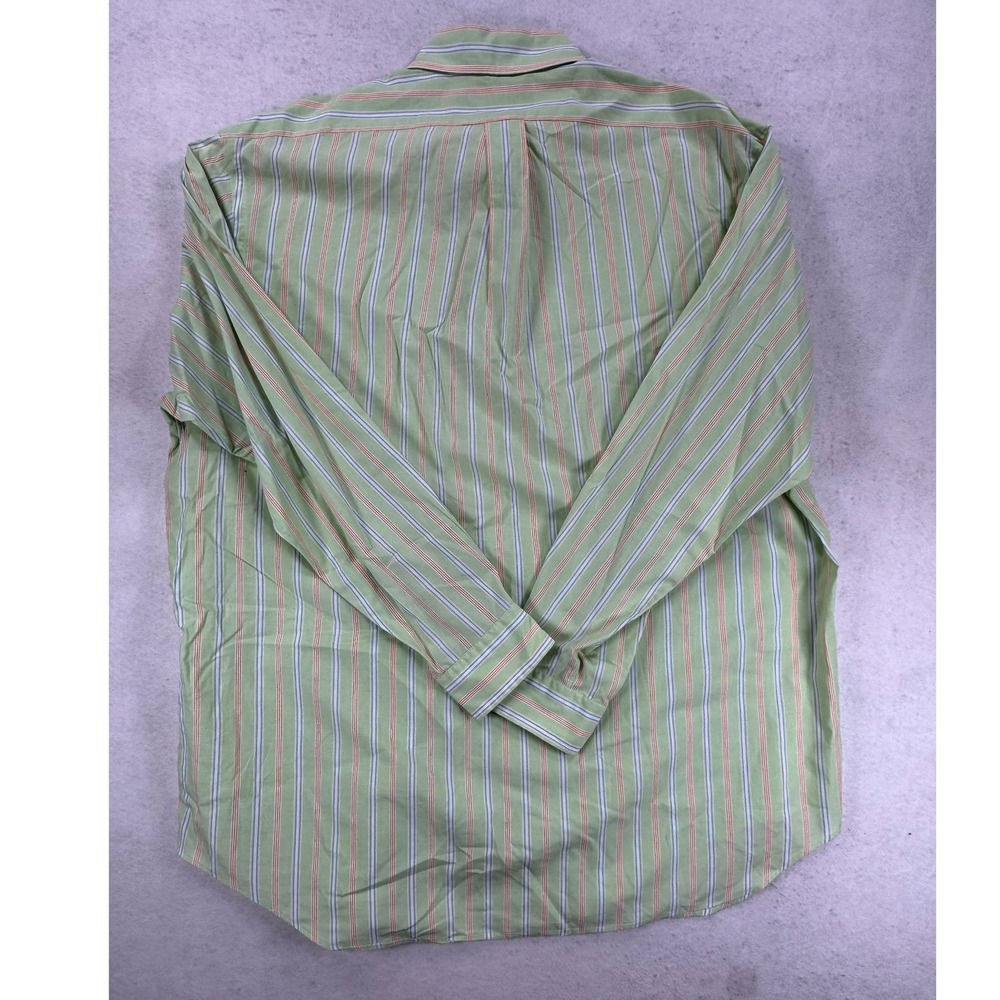 Ralph Lauren Classic Fit Mens 17 34/35 Green Orange Striped Button Down Shirt - Picture 7 of 7